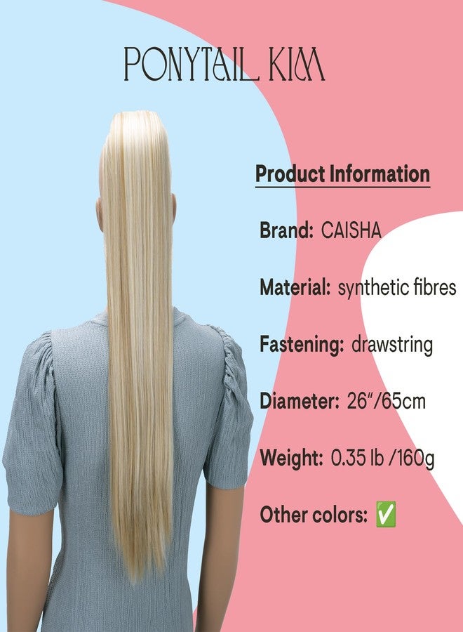 CAISHA 26" Longhair Hairpiece Ponytail Extension Drawstring Straigth Heat-Resistant Synthetic Fibres Blonde With Highlights PH629 - Image 2